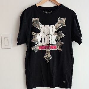 Vintage Y2K Zoo York Black Camo Graphic Tee Size M